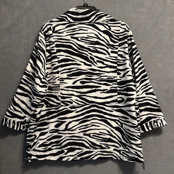 Chico's Zenergy Zebra Jacket Full Zip Stretch Pockets Size 3 (XL) Black White - Picture 7 of 9